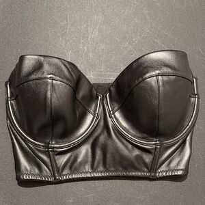 Victoria’s Secret Black Faux Leather Bustier Top